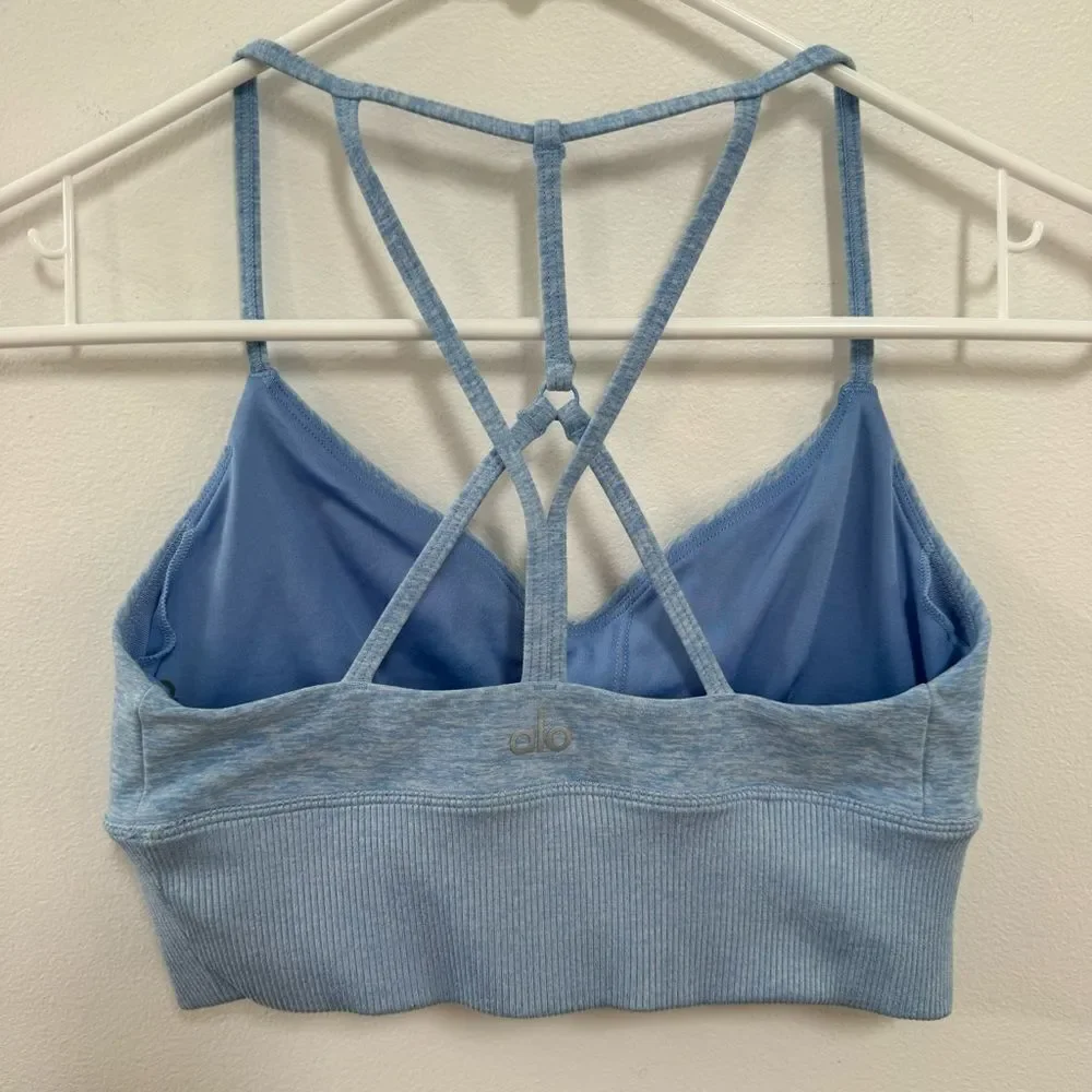 Alo Yoga baby blue cross back sports bra
